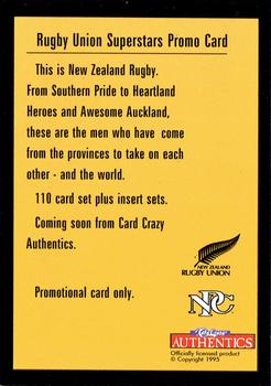 1995 Card Crazy Authentics Rugby Union NPC Superstars #NNO Jeff Wilson Back